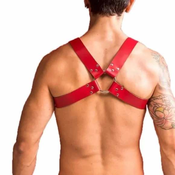 Mens Faux Leather Adjustable Body Harness - Picture 3 of 3